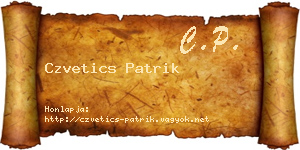 Czvetics Patrik névjegykártya